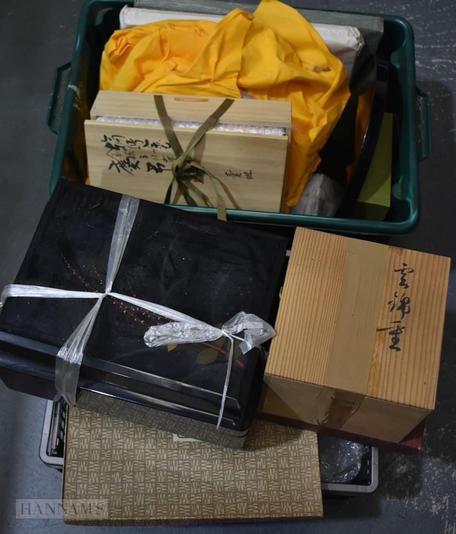 TWO BOXES OF JAPANESE LACQUER WARES. (qty) (1 of 11)