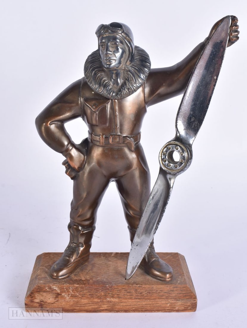 AN ART DECO RAF AIR MAN TABLE LIGHTER. 24 cm high. (1 of 5)