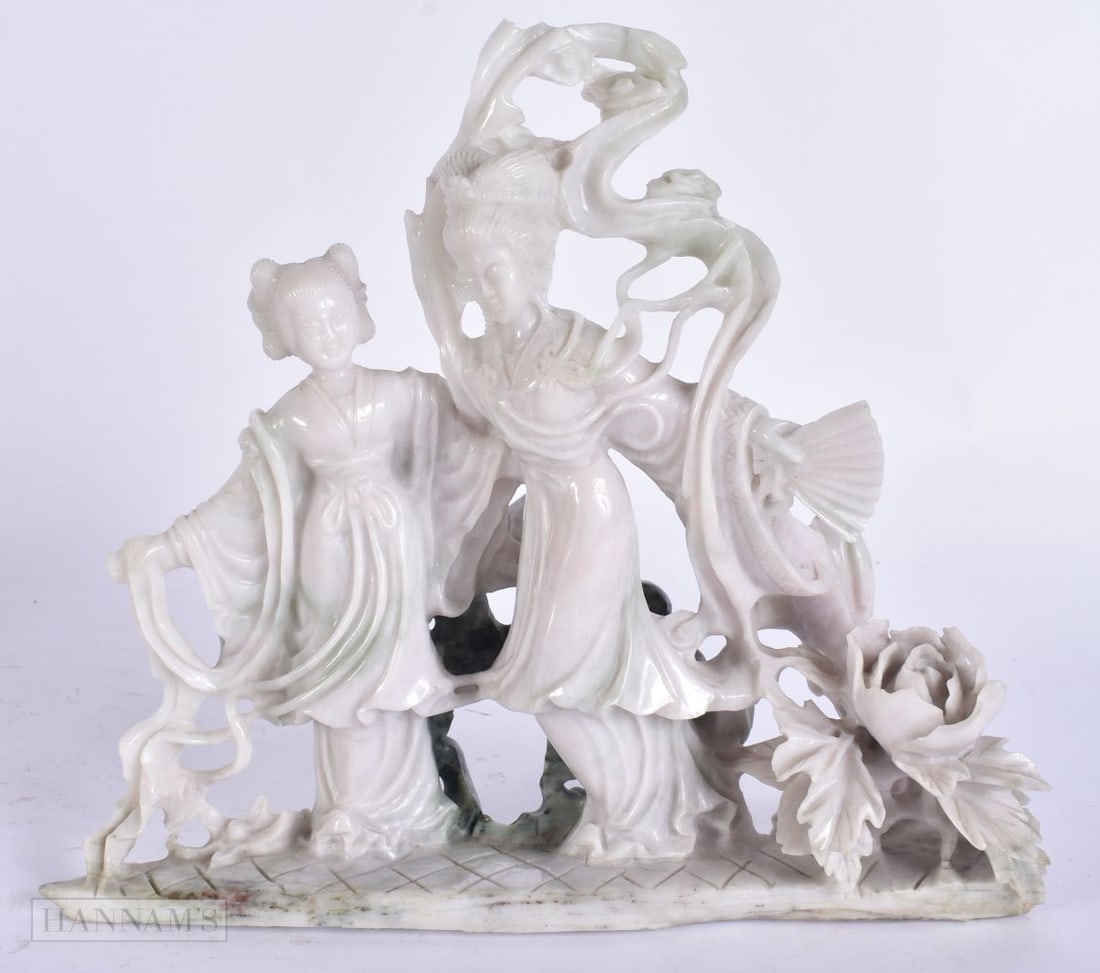 AN EARLY 20TH CENTURY CHINESE LILAC JADE FIGURAL GROUP Late Qing/Republic. 20 cm x 19 cm. (1 of 6)