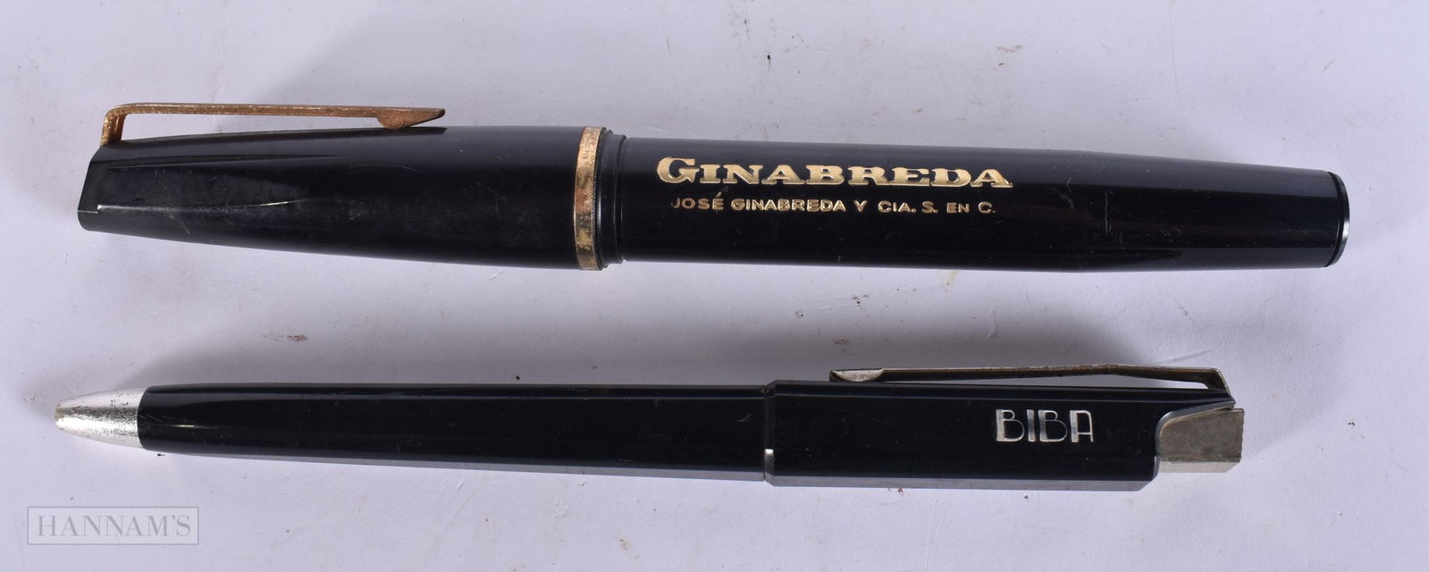 TWO NOVELTY ADVERTISING PENS Ginebreda & Biba. Largest 20 cm long. (2) (1 of 5)