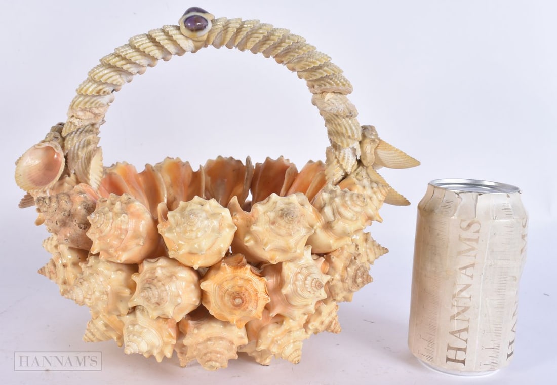 A SHELL BASKET. 23 cm x 23 cm.: A SHELL BASKET. 23 cm x 23 cm.