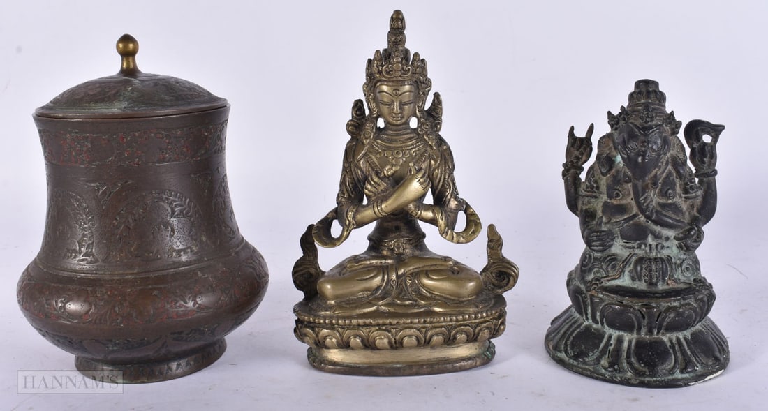 ANTIQUE INDIAN BRONZE GANESHA etc. (3) (1 of 5)