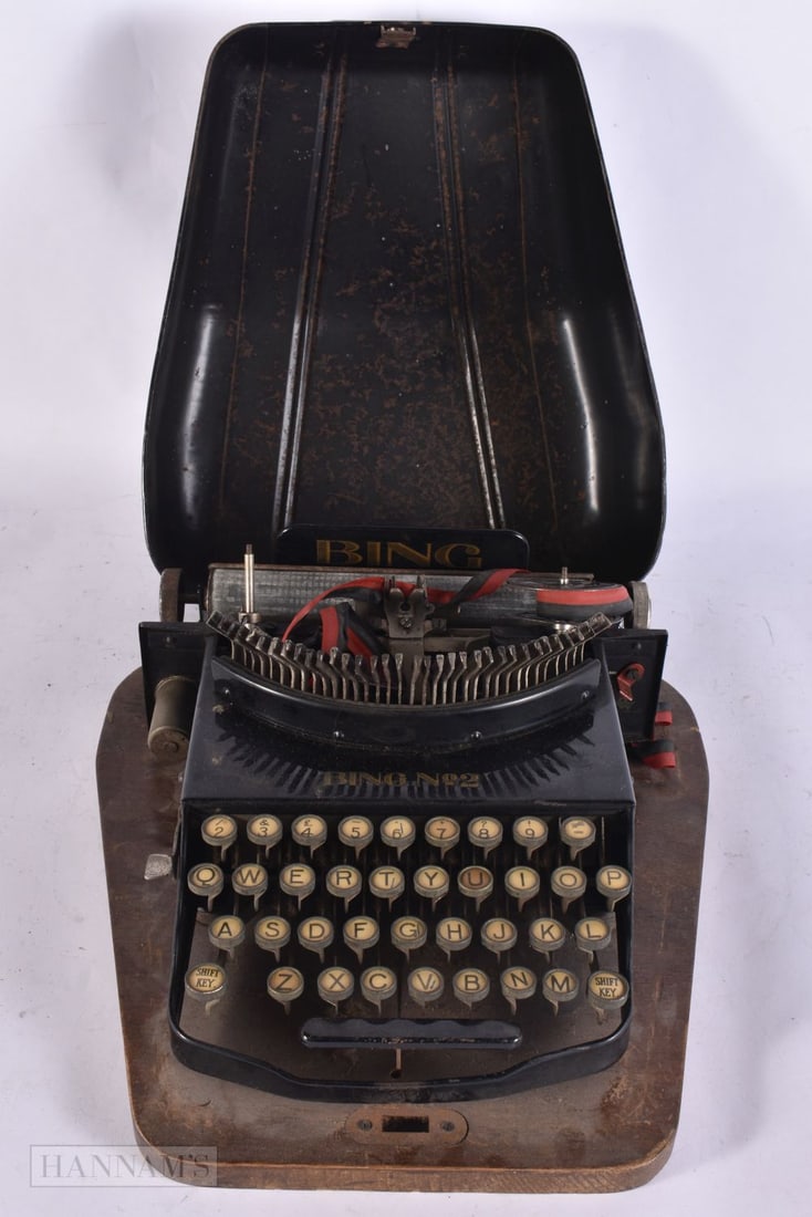 Bing No.2 Vintage German Typewriter In Case Ribbon. 30 cm x 15 cm. (1 of 5)