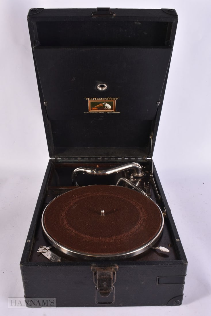 His Master's Voice Gramophone Vintage Untested Record Machine. 32 cm wide. (1 of 5)