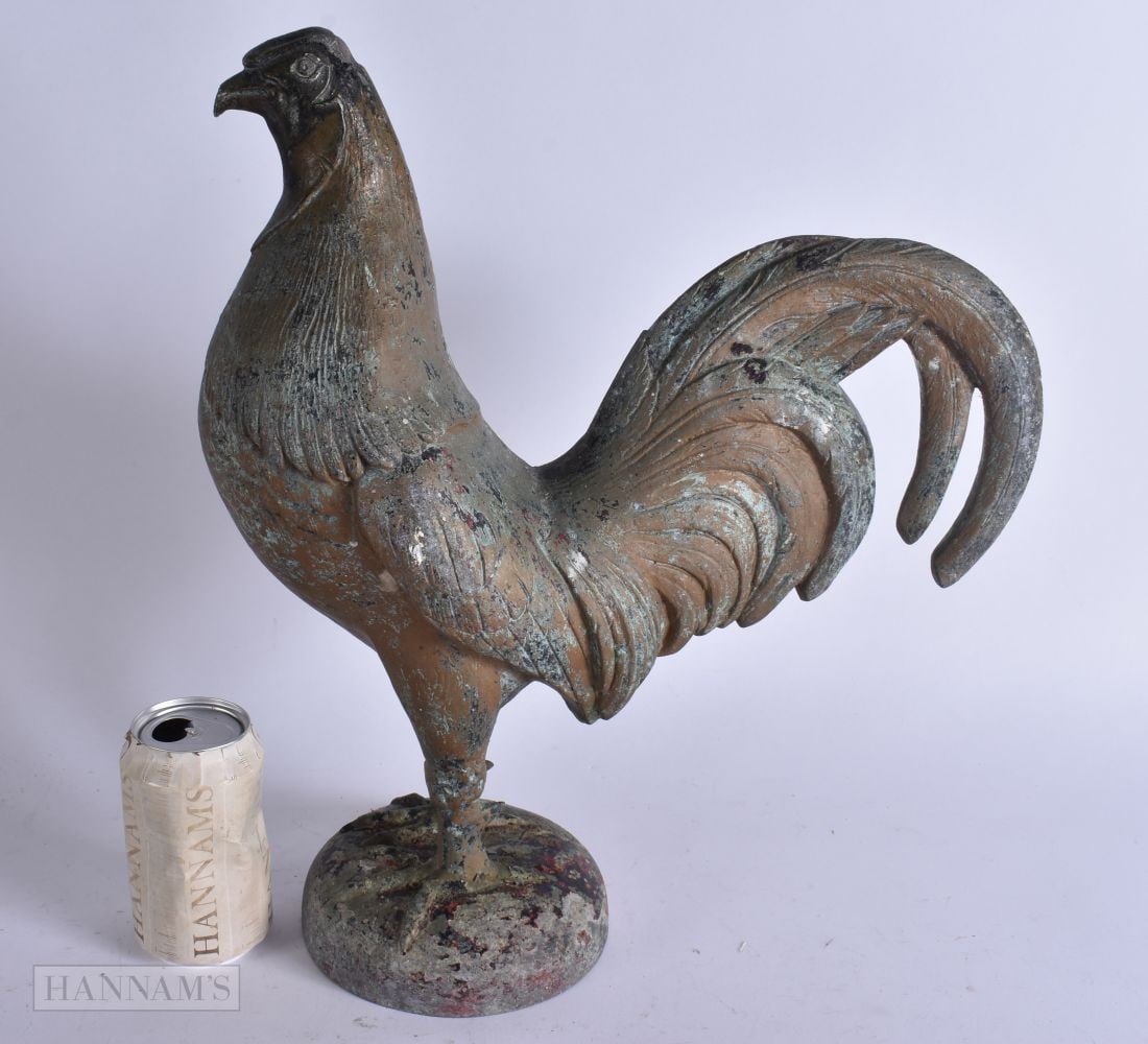AN EARLY 20TH CENTURY COURAGE BREWERY PAINTED HEAVY CAST COCKERELL ADVERTISING FIGURE. 42 cm x 34 c (1 of 5)
