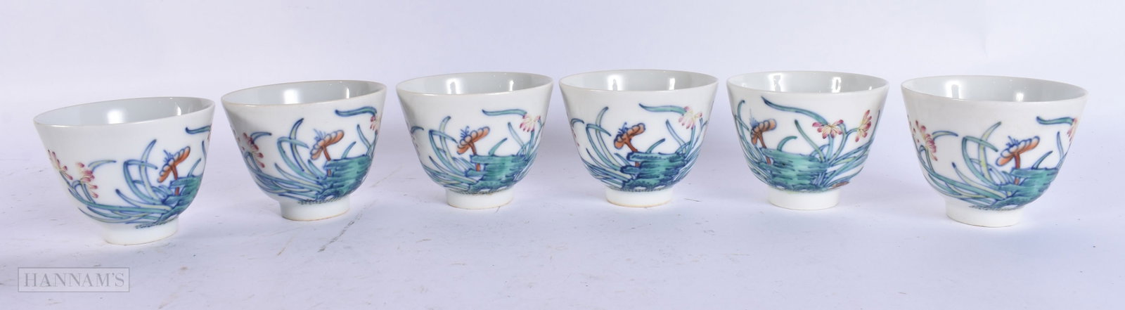 A SET OF SIX CHINESE DOUCAI PORCELAIN TEABOWLS Guangxu mark and probably of the period. 7.5 cm wide. (1 of 5)