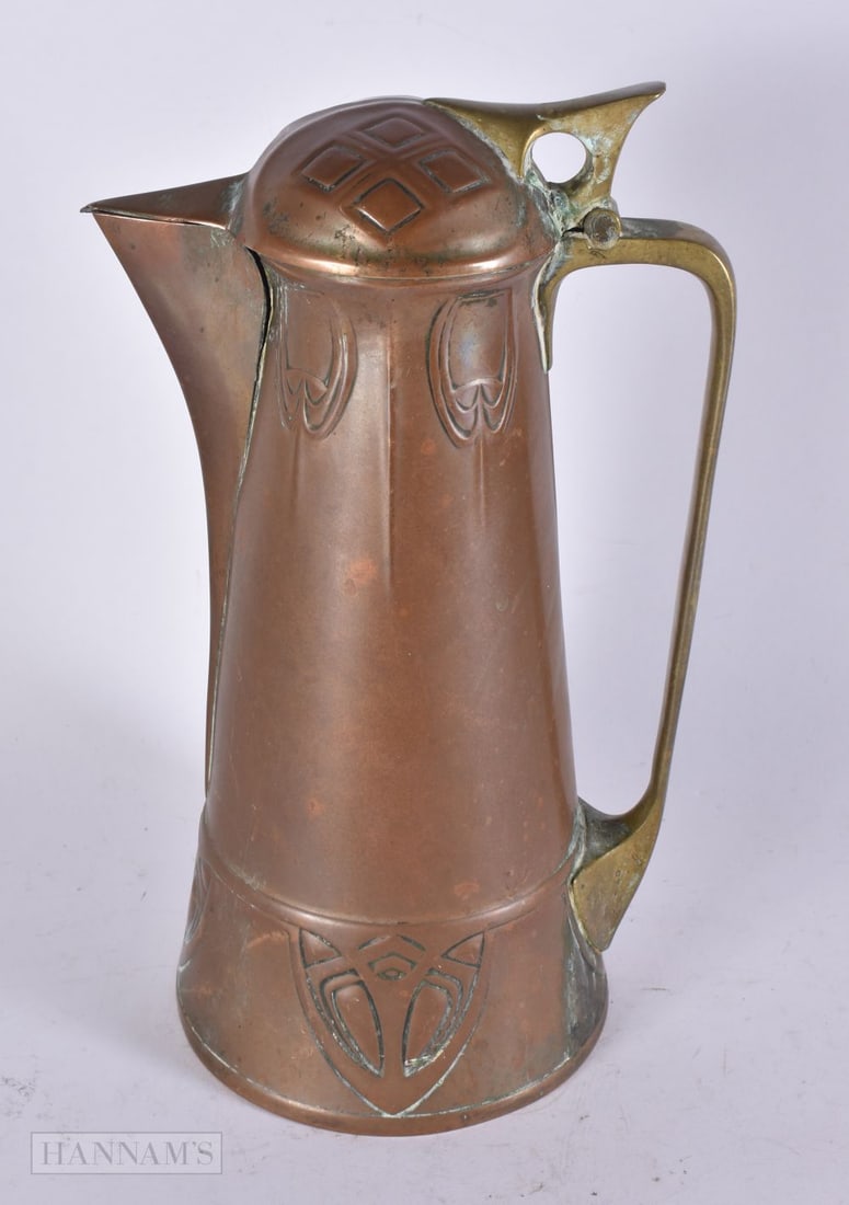 AN ALBIN MULLER FOR EDUARD HUECK COPPER EWER No 2031. 30 cm high. (1 of 4)