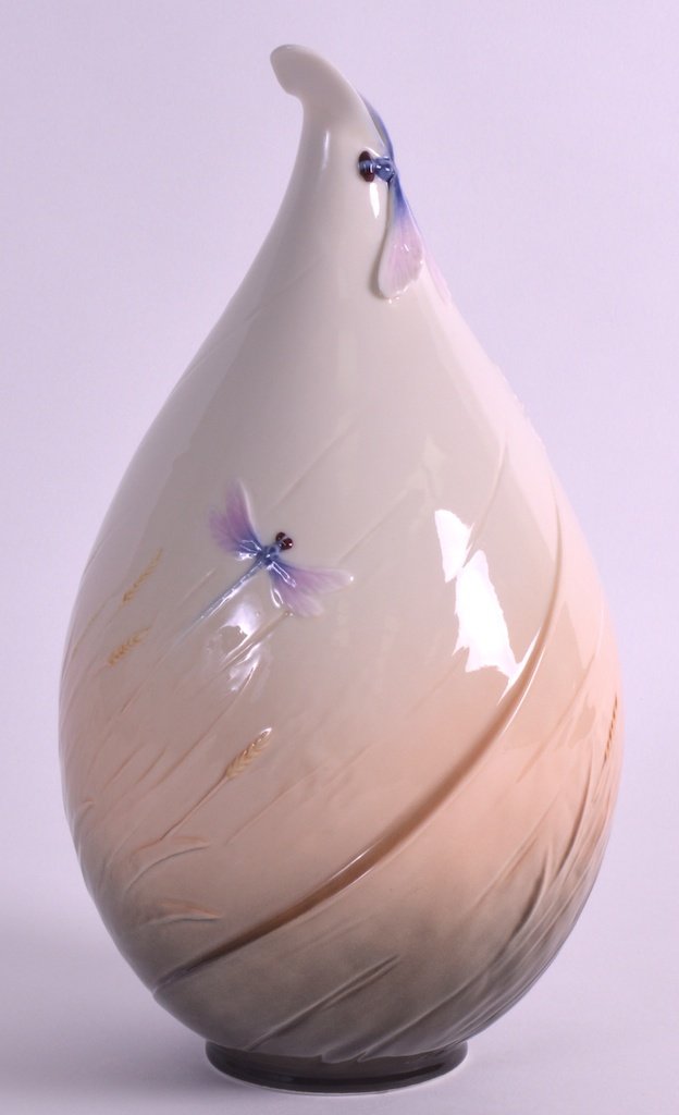A FRANZ PORCELAIN DRAGONFLY VASE delicately modelled in Sep 05, 2014