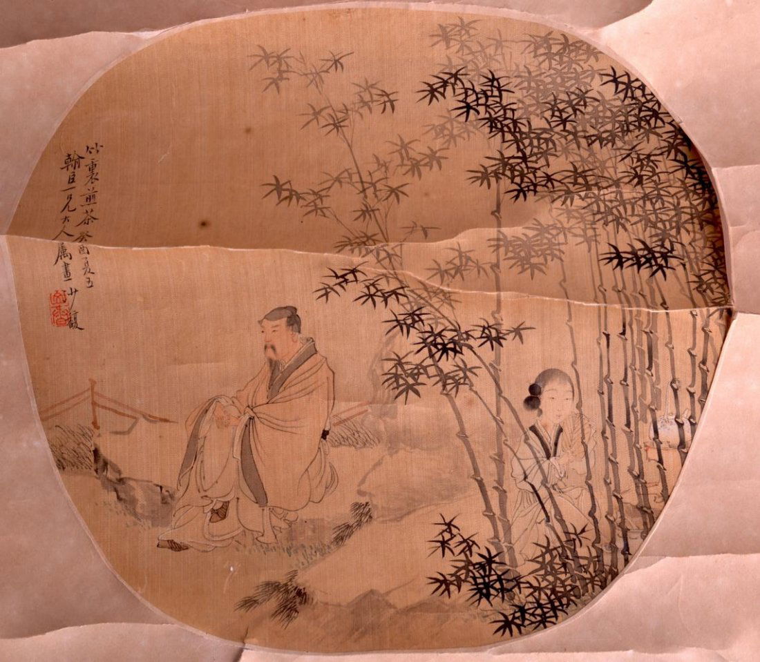 AN EARLY 20TH CENTURY CHINESE PAINTED SILKWORK CIRCULAR (1 of 1)