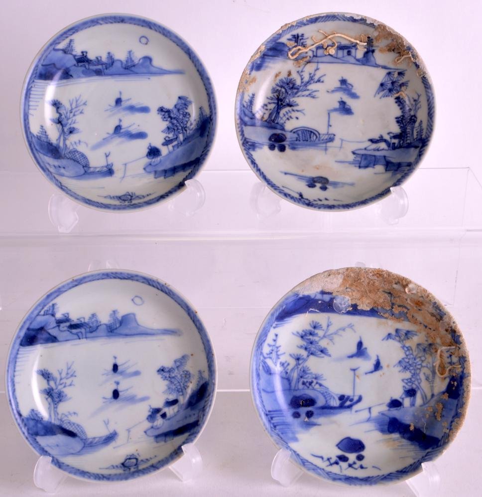 A MATCHED SET OF FOUR 18TH CENTURY CHINESE BLUE AND (1 of 2)