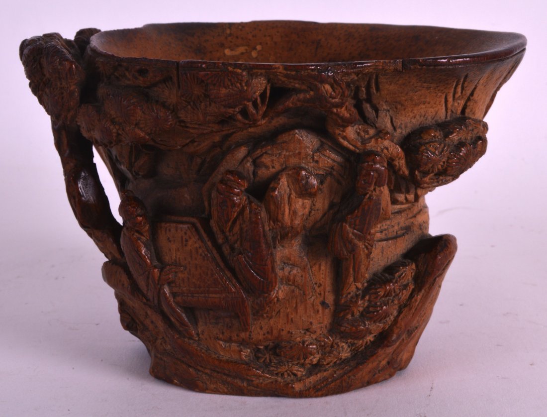 A FINE 17TH/18TH CENTURY CHINESE CARVED BAMBOO LIBATION (1 of 5)