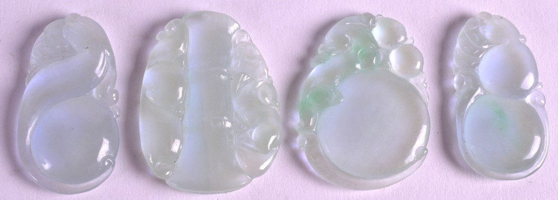A GROUP OF FOUR CHINESE WATER JADEITE PLAQUES 20th (1 of 2)