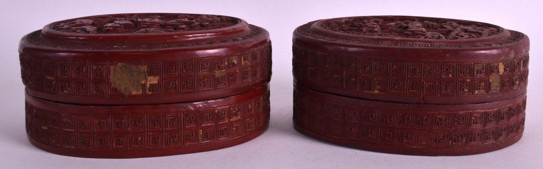 A PAIR OF MID 19TH CENTURY CHINESE CARVED CINNABAR (1 of 1)