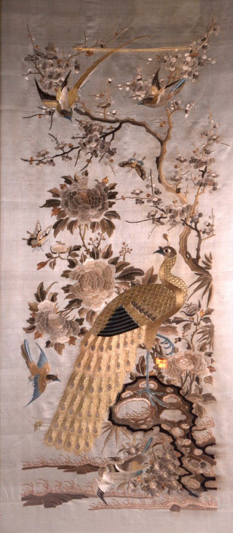 AN EARLY 20TH CENTURY CHINESE FRAMED SILKWORK PANEL (1 of 2)