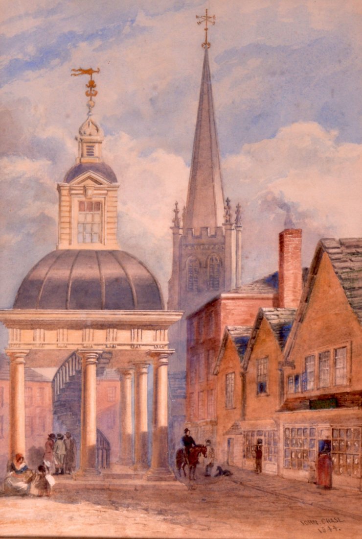 JOHN CHASE (1826-1879) British, Watercolour, 'Suffolk: JOHN CHASE (1826-1879) British, Watercolour, 'Suffolk Street'. Image 11.5ins x 16.5ins.