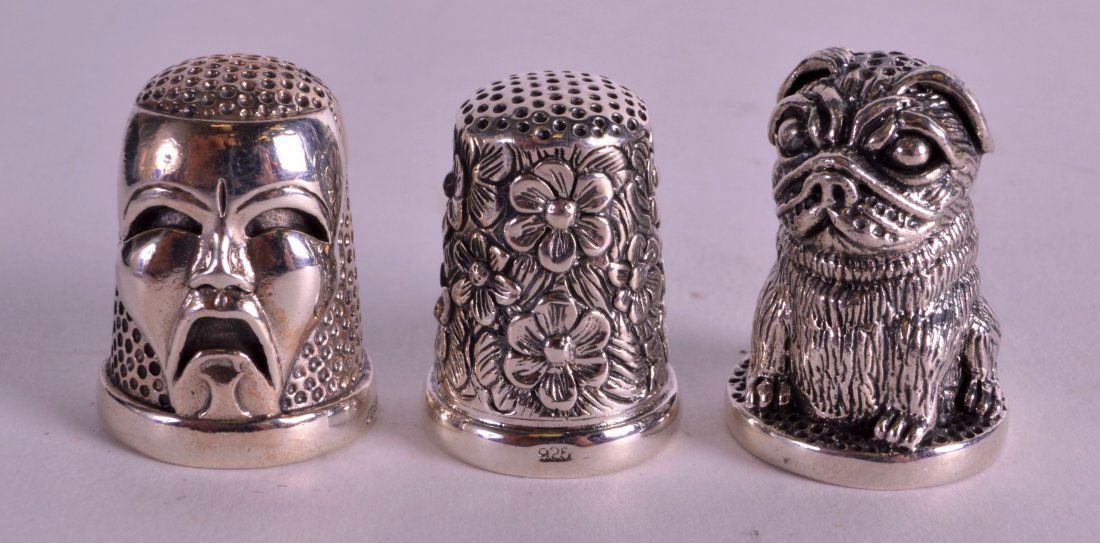 THREE NOVELTY SILVER THIMBLES. (3) (1 of 1)