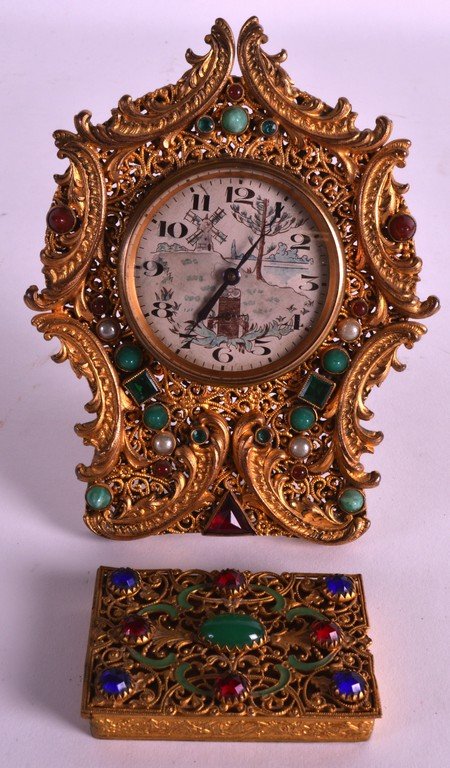 A LATE 19TH CENTURY FRENCH GILT METAL GEM SET STRUT (1 of 1)