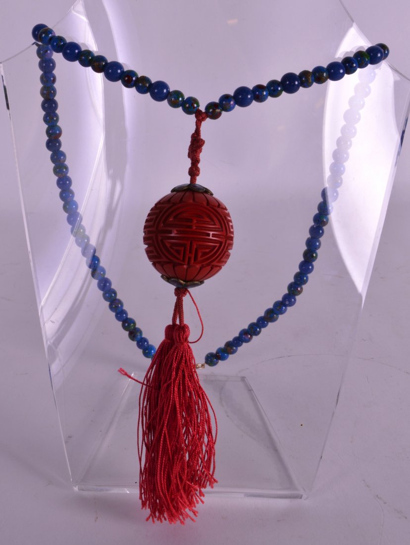 AN UNUSUAL CHINESE CINNABAR LACQUER NECKLACE Republic (1 of 1)