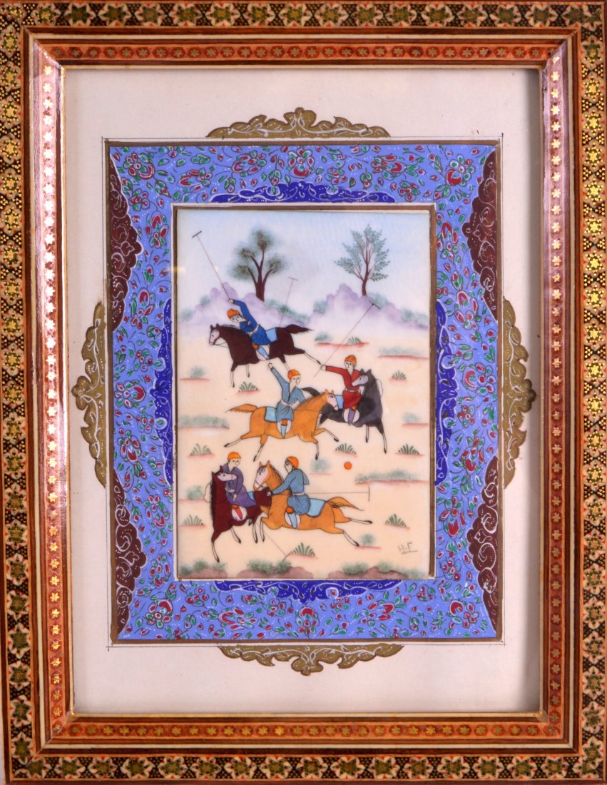 AN EARLY 20TH CENTURY PERSIAN PAINTED IVORY PANEL (1 of 1)