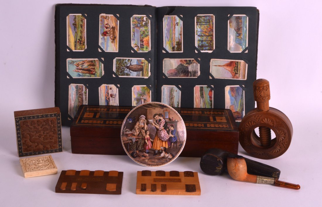 A LATE VICTORIAN CRIBBAGE BOARD together with two whist (1 of 1)
