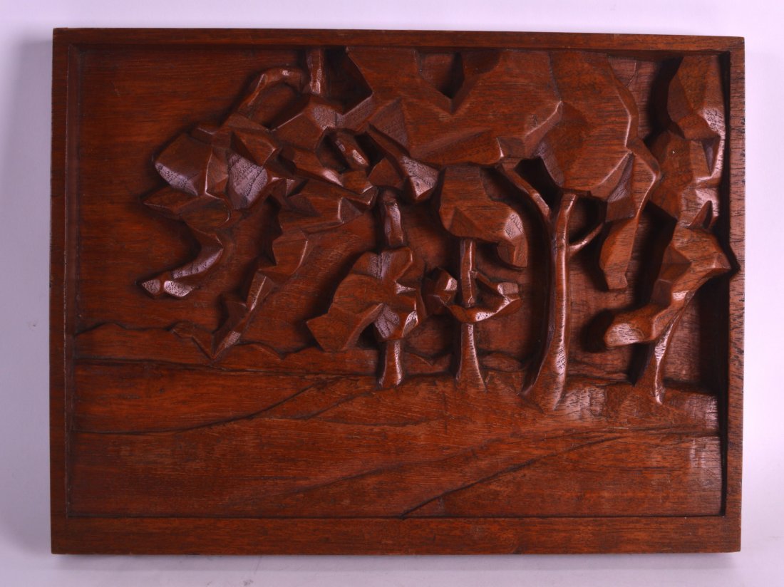 A LOVELY 1940S SCOTTISH CARVED WOOD PANEL presented to: A LOVELY 1940S SCOTTISH CARVED WOOD PANEL presented to John Crawford, by the Stewartry of Kirkcudbright 6th July 1946. 1ft 3ins x 11.5ins.