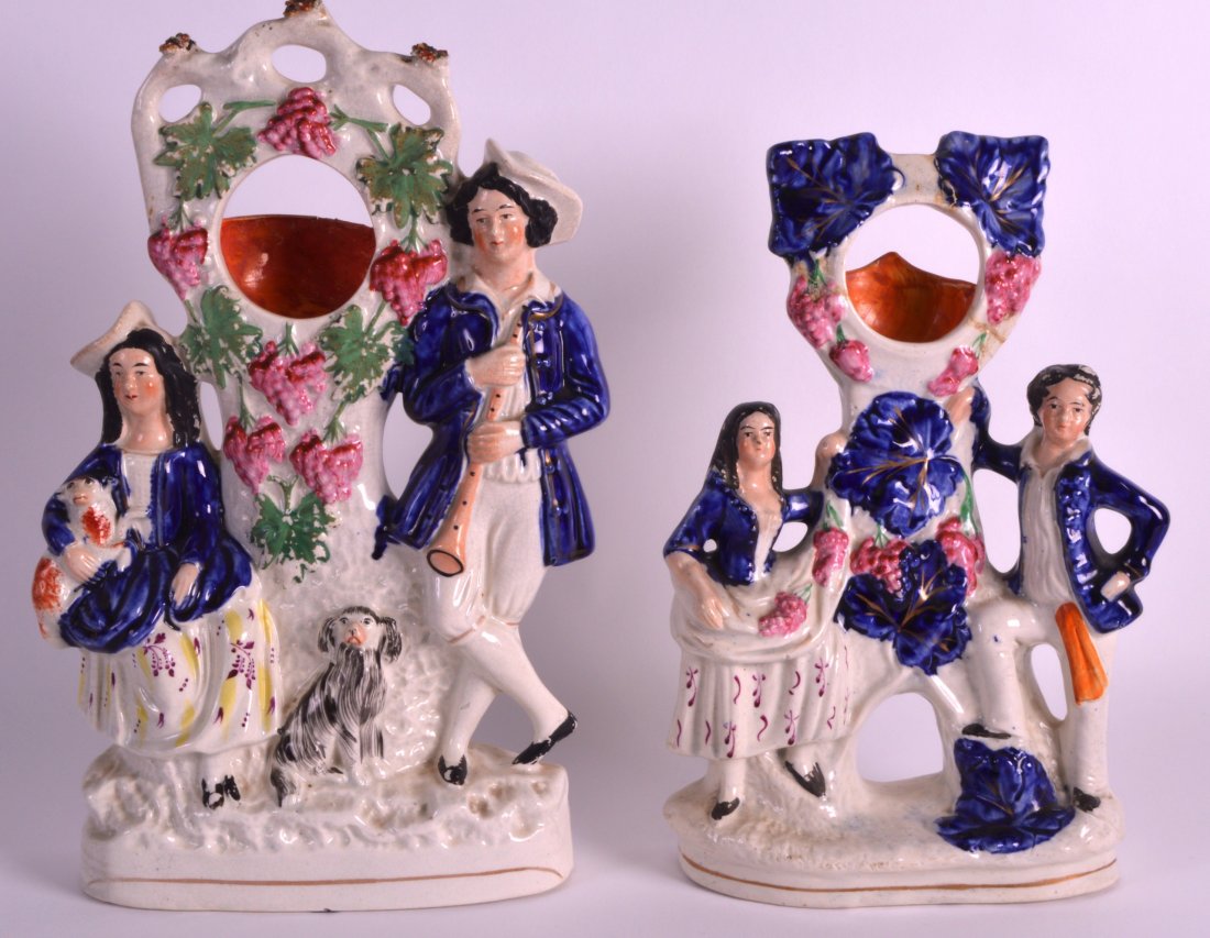 A LARGE 19TH CENTURY STAFFORDSHIRE FIGURAL WATCH HOLDER (1 of 1)