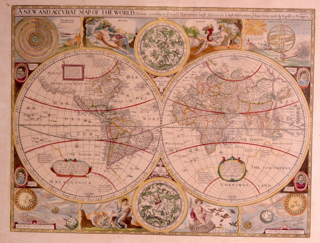 The New and Accvrat Map of the World, Framed and: The New and Accvrat Map of the World, Framed and glazed. 1Ft 11ins x 1ft 5ins.