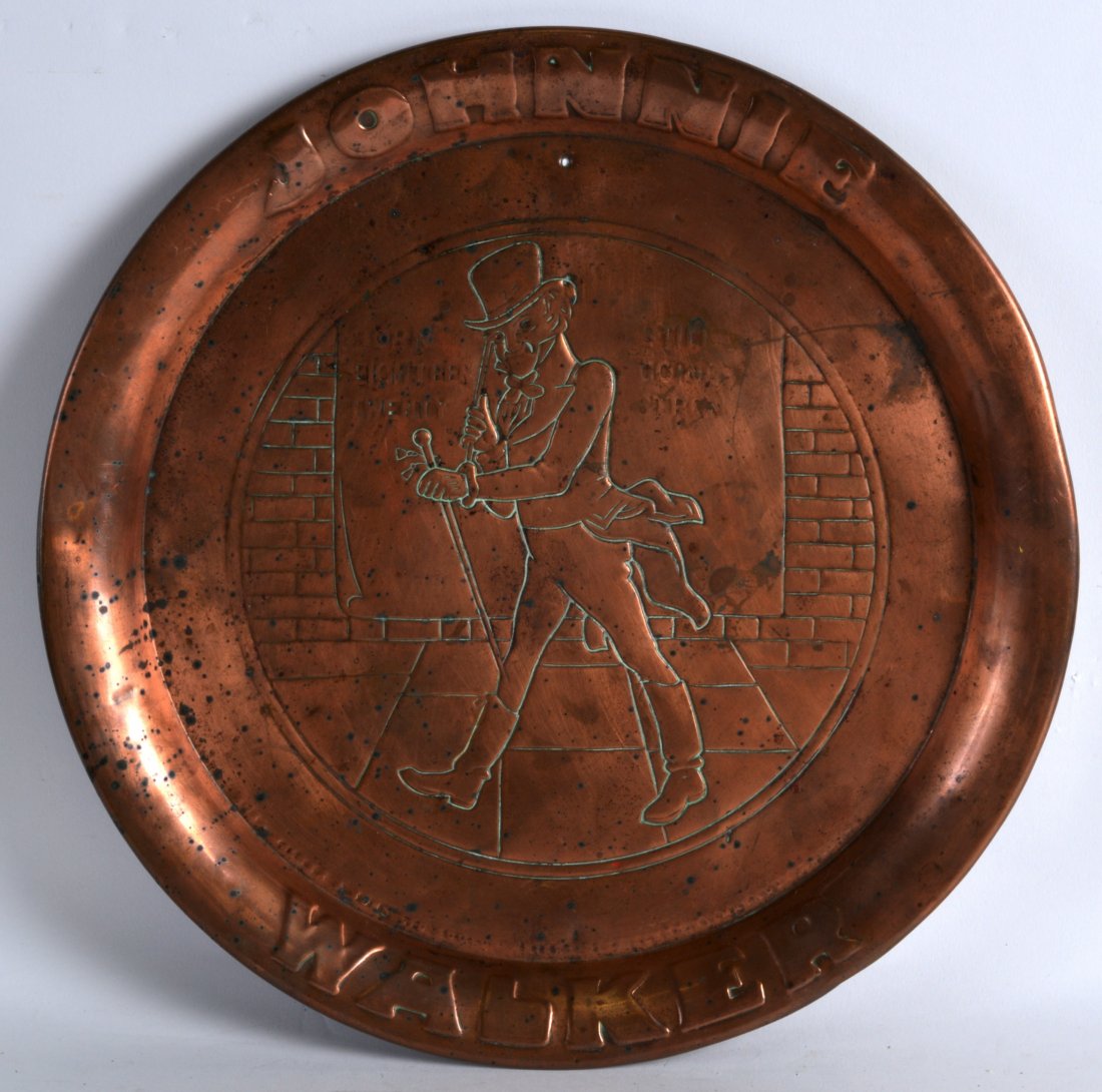 A VINTAGE JOHNNIE WALKER COPPER ADVERTISING TRAY (1 of 1)