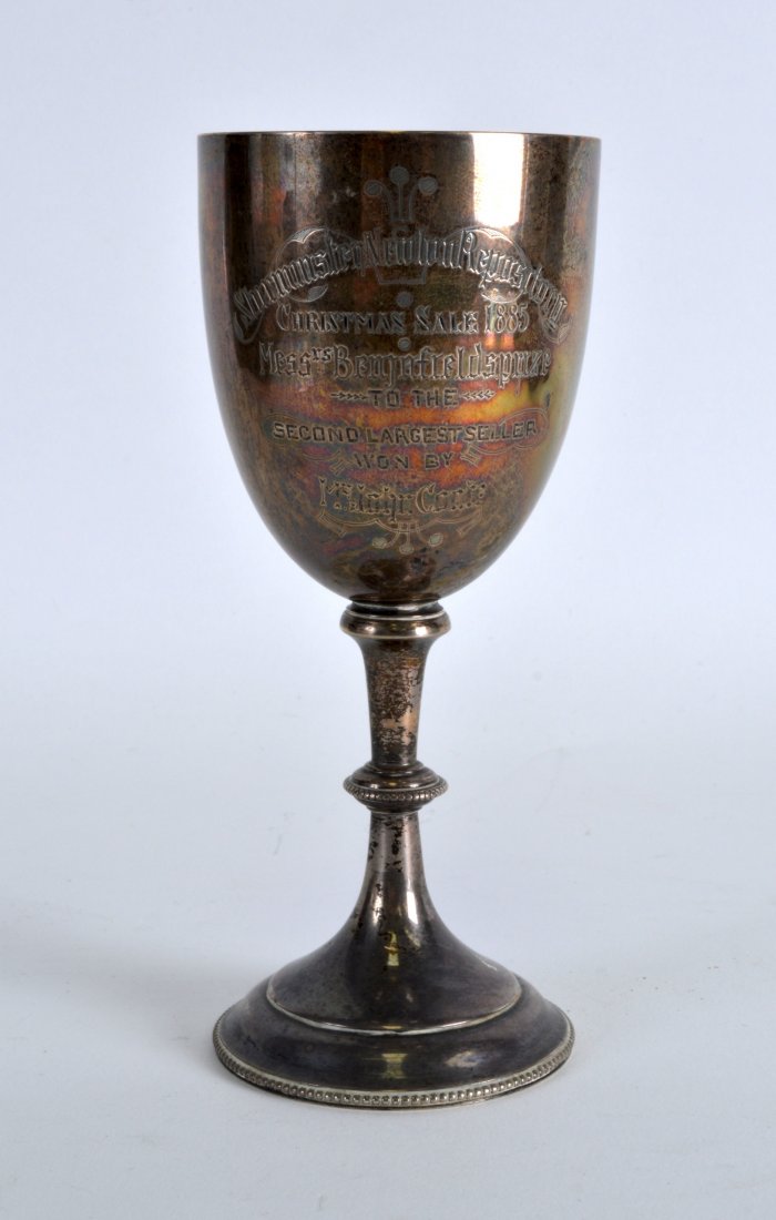 A VICTORIAN SILVER GOBLET engraved 'Christmas Sale (1 of 1)