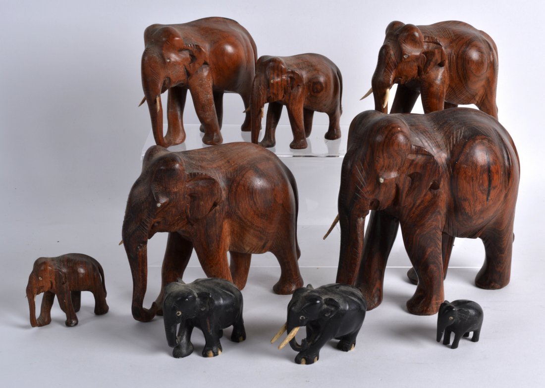 A COLLECTION OF ANGLO INDIAN HARDWOOD ELEPHANTS of (1 of 1)