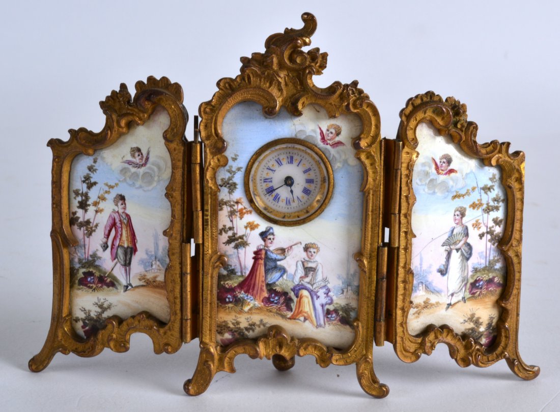 A LATE 19TH CENTURY FRENCH ORMOLU AND ENAMEL MINIATURE (1 of 2)