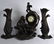 A LARGE FRENCH ART NOUVEAU SPELTER CLOCK GARNITURE the