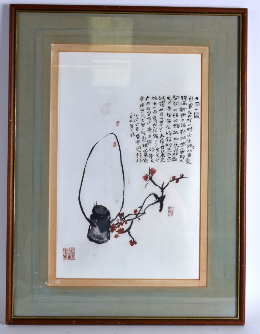 Chinese School (C1950) Inkwork, 'Flowers and (1 of 1)