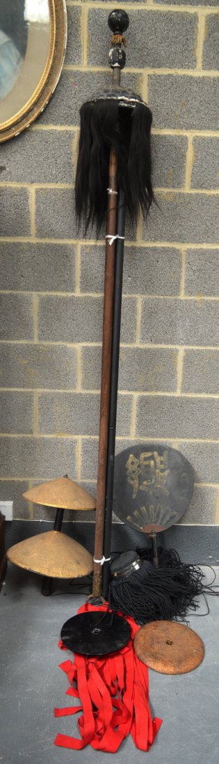 A GROUP OF JAPANESE EDO PERIOD SAMURAI UMA-JIRUSHI of: A GROUP OF JAPANESE EDO PERIOD SAMURAI UMA-JIRUSHI of large proportions. Largest
