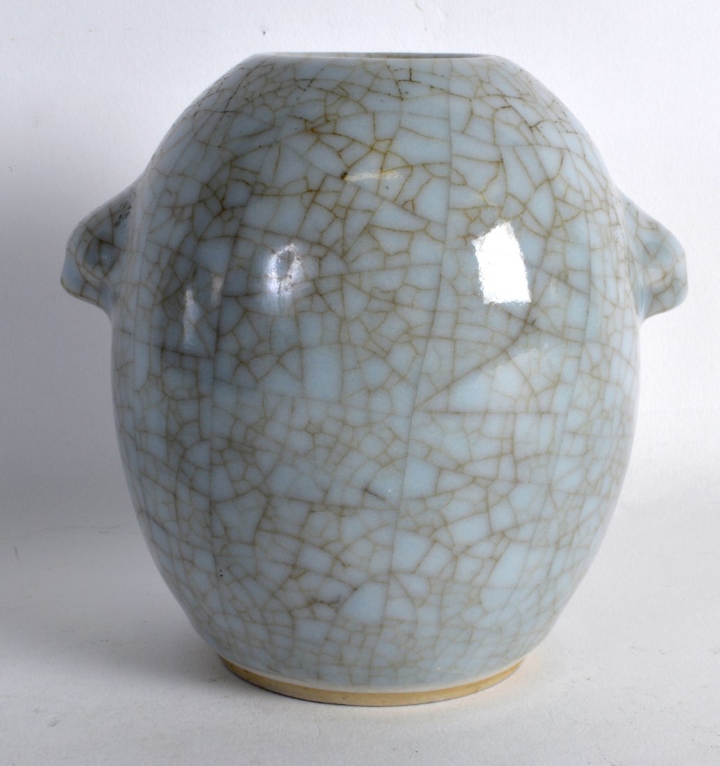 A 19TH CENTURY CHINESE GE TYPE PORCELAIN JAR with mask (1 of 2)