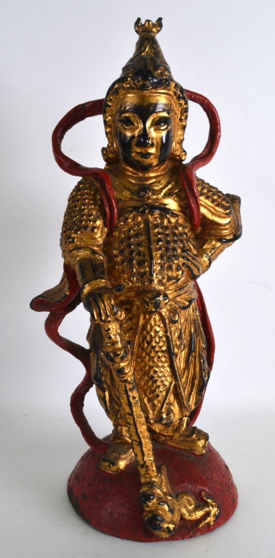 A 17TH/18TH CENTURY LACQUERED BRONZE FIGURE OF A (1 of 2)
