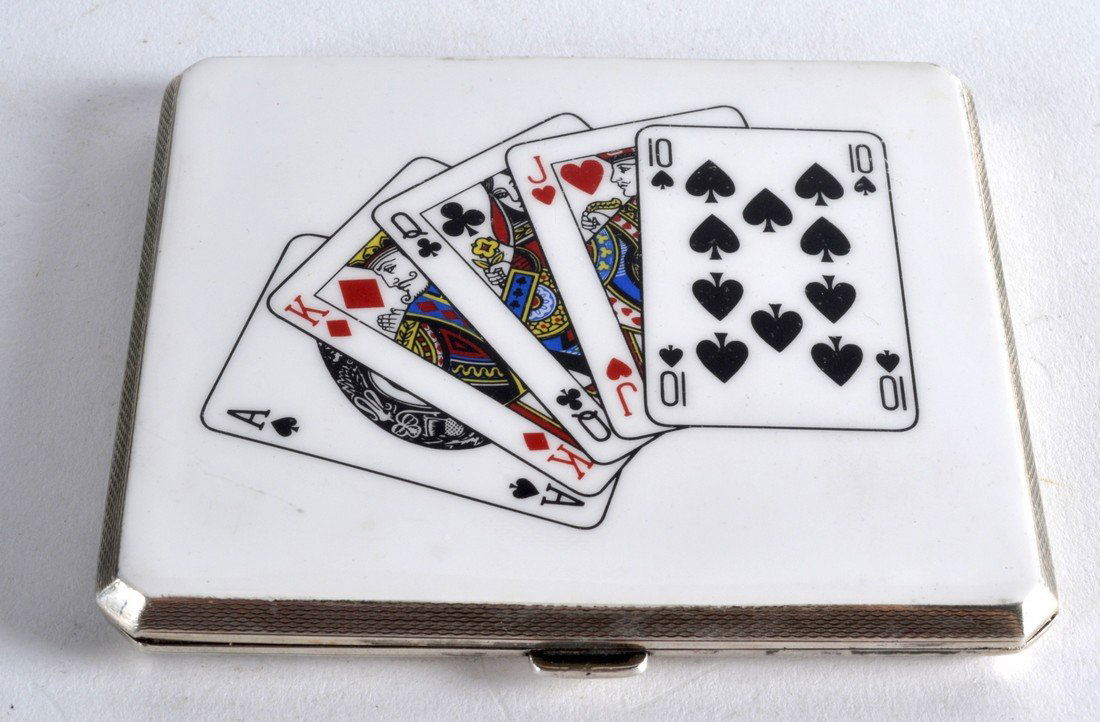 AN ART DECO ENGLISH SILVER AND ENAMEL CIGARETTE CASE (1 of 1)