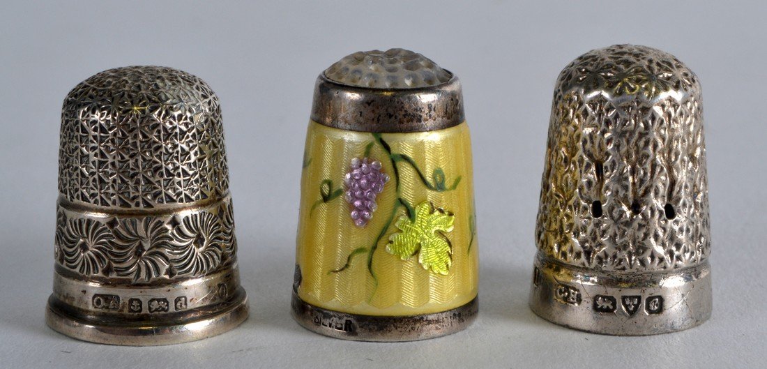 A SILVER THIMBLE by Charles Horner, together with two: A SILVER THIMBLE by Charles Horner, together with two others. (3)