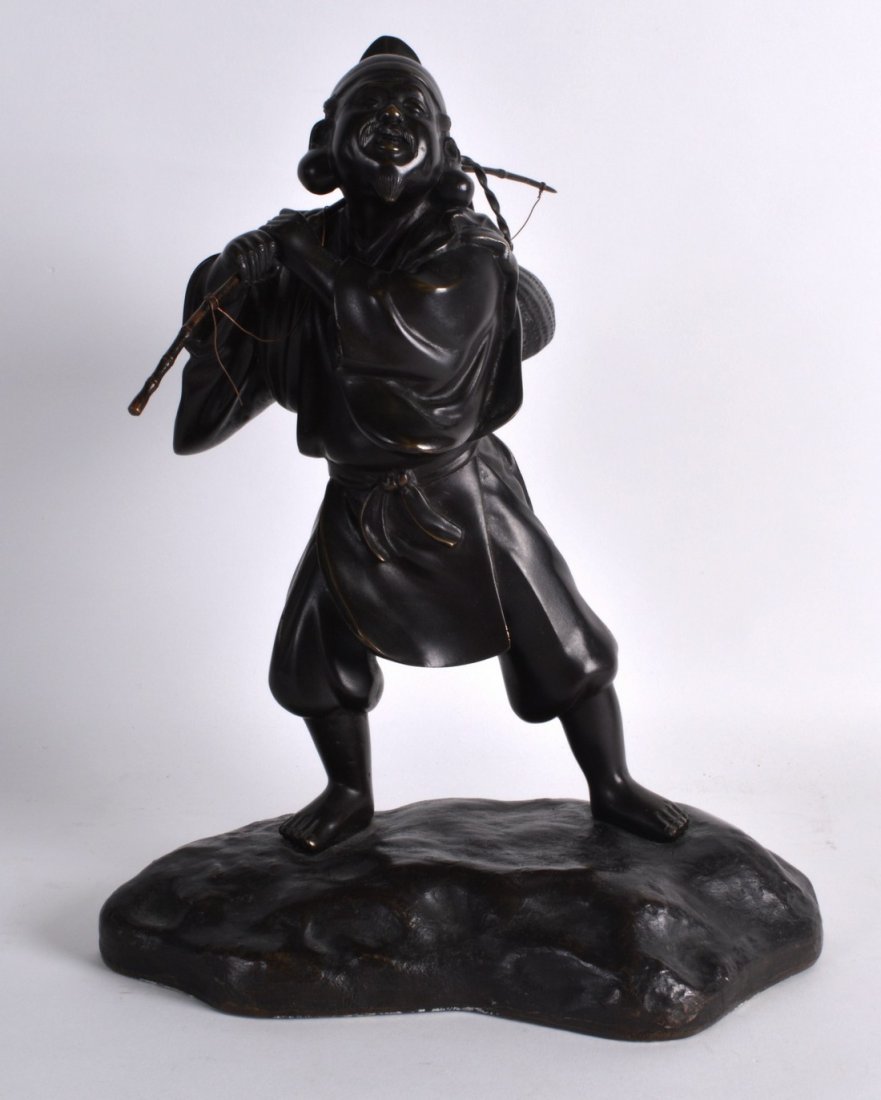 A 19TH CENTURY JAPANESE MEIJI PERIOD BRONZE FIGURE OF A (1 of 2)
