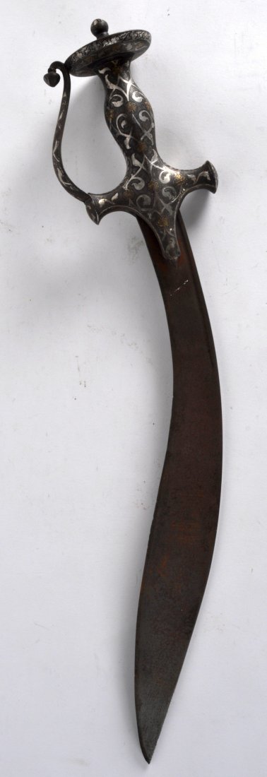 A 19TH CENTURY INDO PERSIAN STEEL CURVING SWORD with (1 of 2)