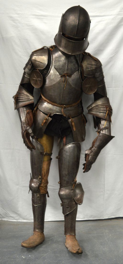 A LOVELY LATE VICTORIAN SUIT OF ARMOUR contained upon a (1 of 4)