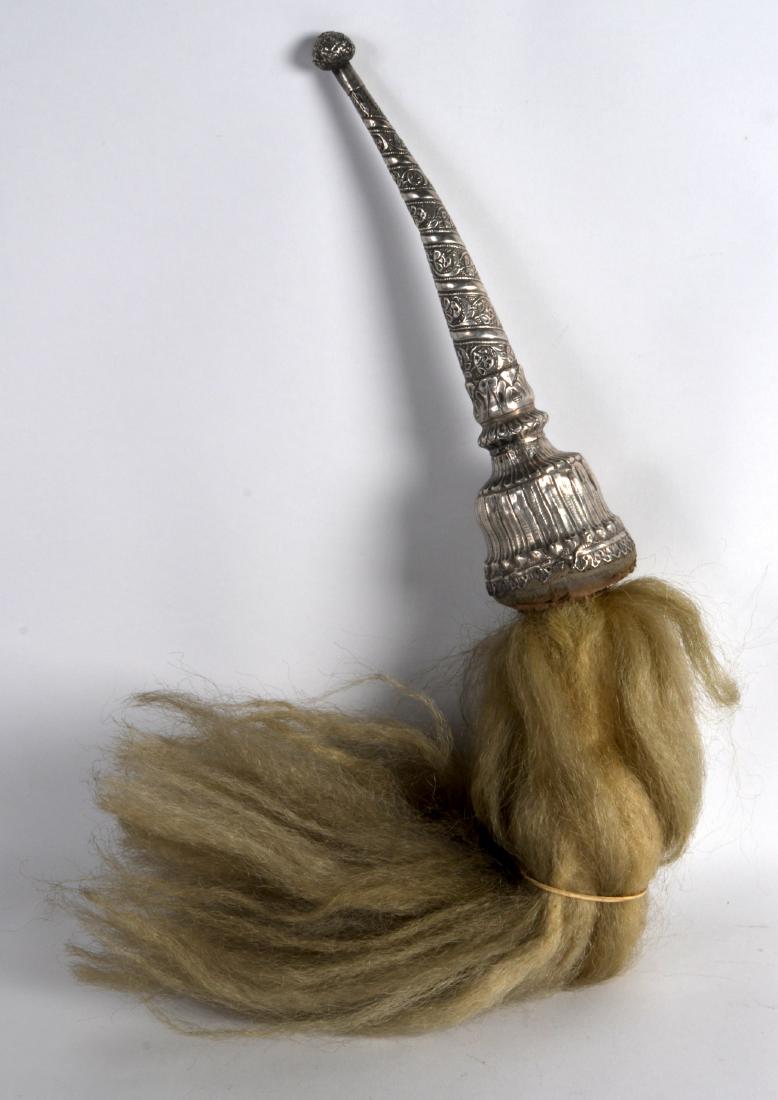A 19TH CENTURY TIBETAN WHITE METAL CEREMONIAL BRUSH (1 of 1)