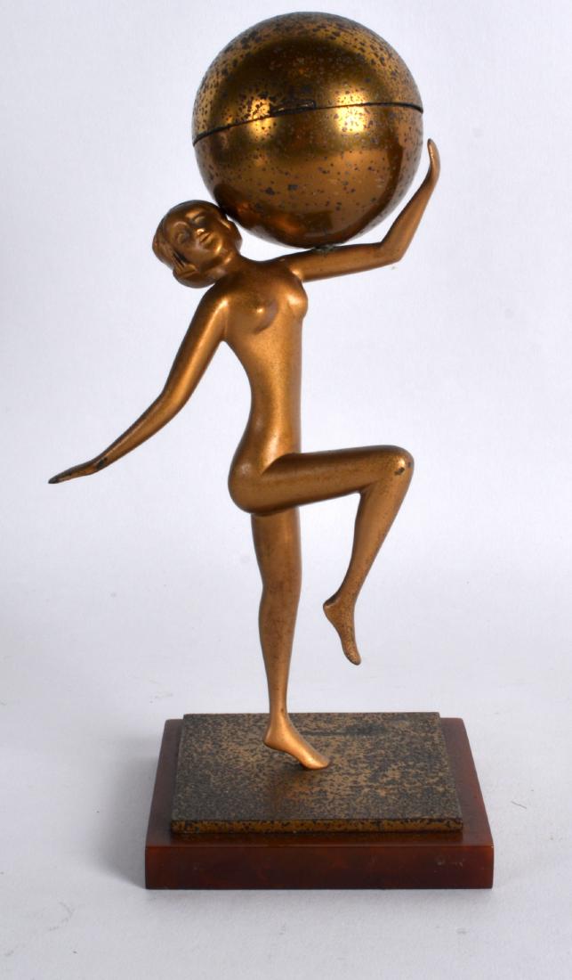 AN ART DECO SPELTER TABLE OR DESK LIGHTER modelled (1 of 1)