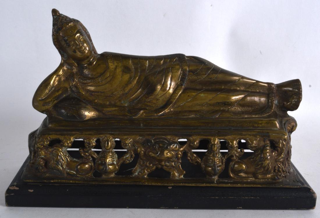 A 19TH CENTURY ASIAN BRONZE FIGURE OF A RECLINING (1 of 2)