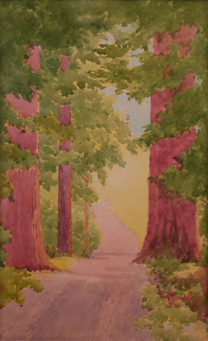 Erwin Winterhalder Watercolor of Redwood Trees (1 of 3)