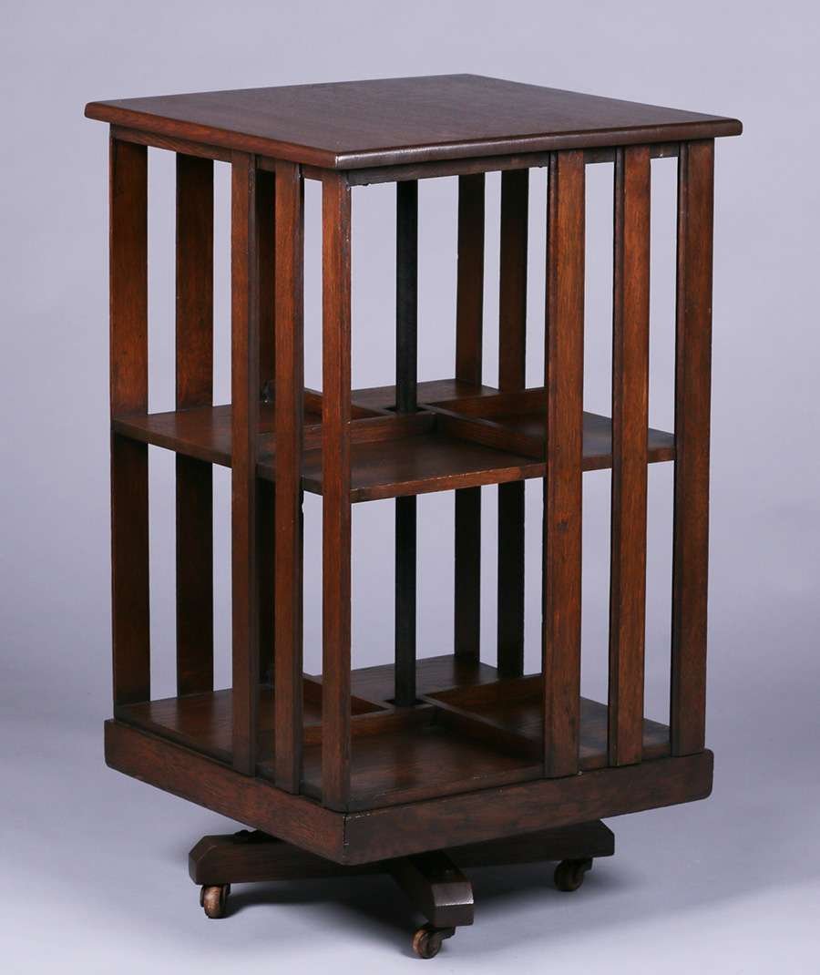 Arts & Crafts Oak Revolving Bookshelf c1910 (1 of 3)