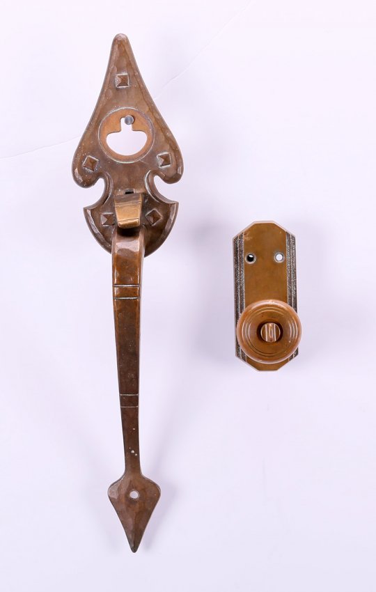 Spanish Arts & Crafts Brass Door Handle Set (1 of 1)