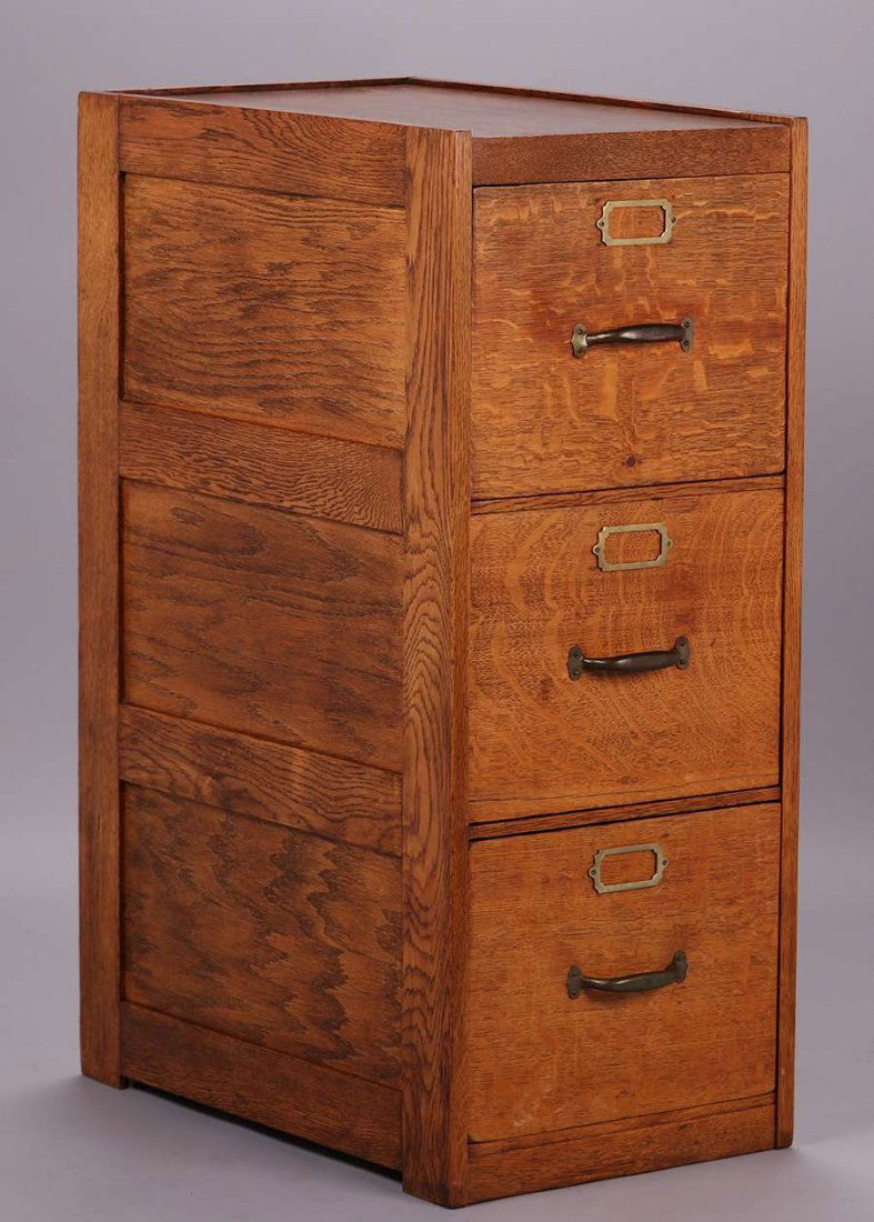 Mission Oak 3-Drawer File Cabinet c1910-1920 (1 of 3)