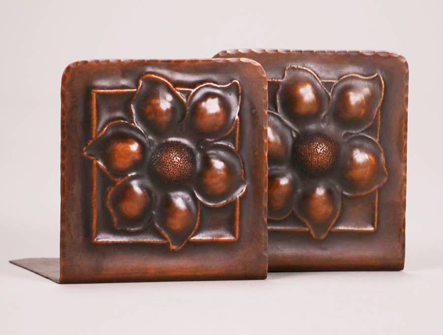 Albert Berry Hammered Copper Floral Bookends (1 of 2)