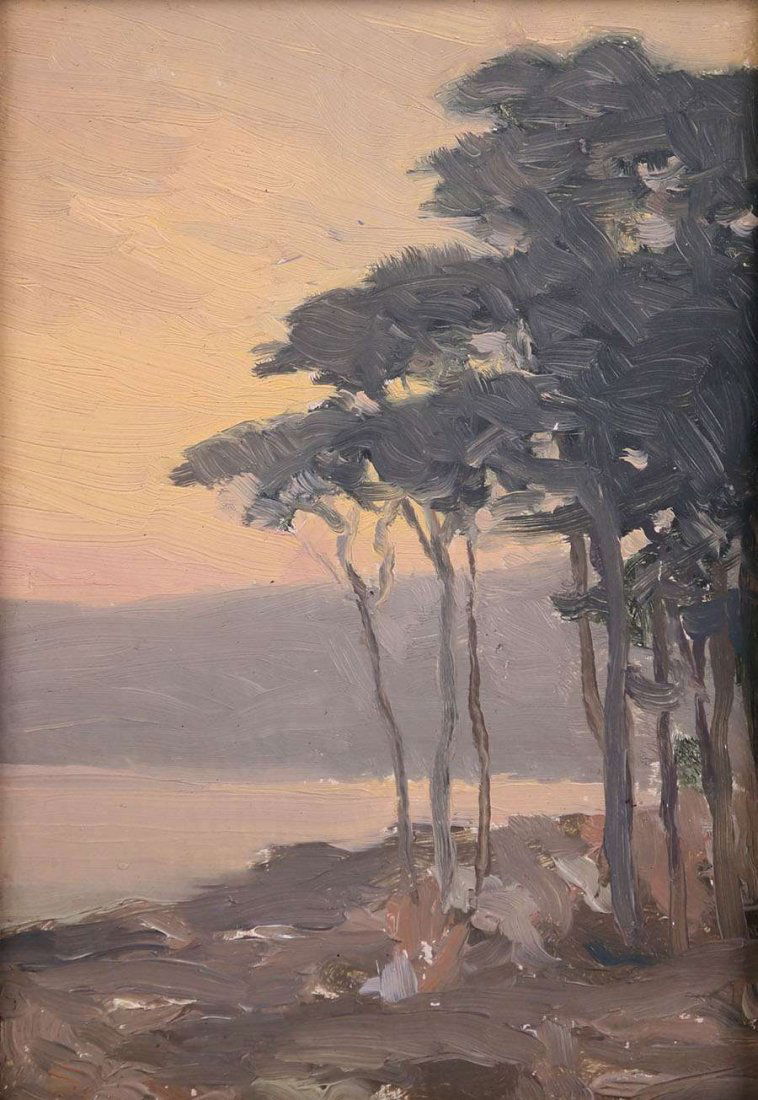 Frank Howard Marshall Painting Monterey Cypress Trees (1 of 3)